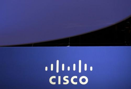 The Cisco Systems logo is seen as part of a display at the Microsoft Ignite technology conference in Chicago