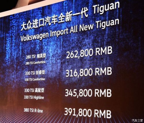 售26.28-39.18万 进口大众新Tiguan上市